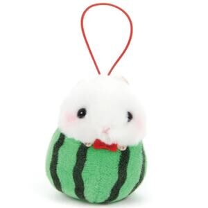 Coroham Coron Fruit Hamster Yukimaru Watermelon 3" Plush Toy Doll Japan Green